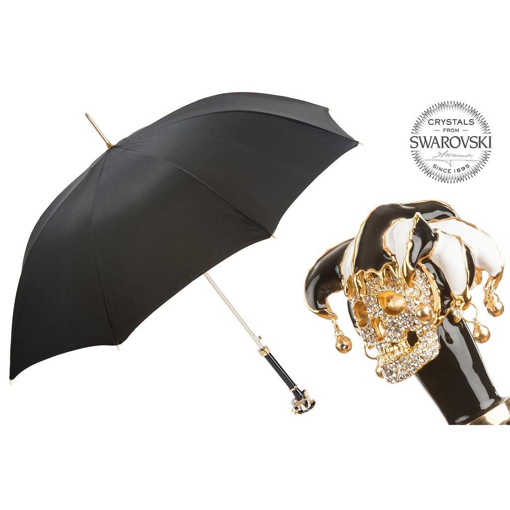 商品Pasotti Umbrellas|Pasotti 葩莎帝施华洛世奇水晶骷髅头手柄手工伞,价格¥3748,第1张图片