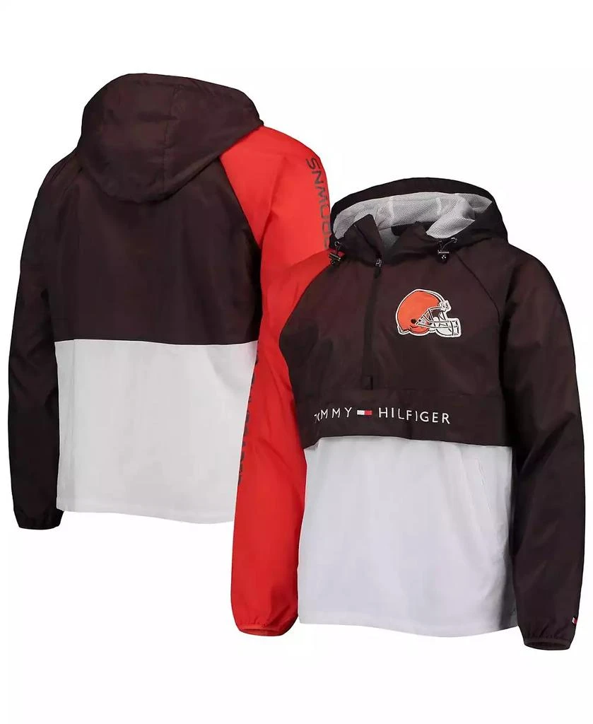 商品Tommy Hilfiger|Men's Brown, Orange Cleveland Browns Raglan Half-Zip Pullover Top,价格¥673,第1张图片