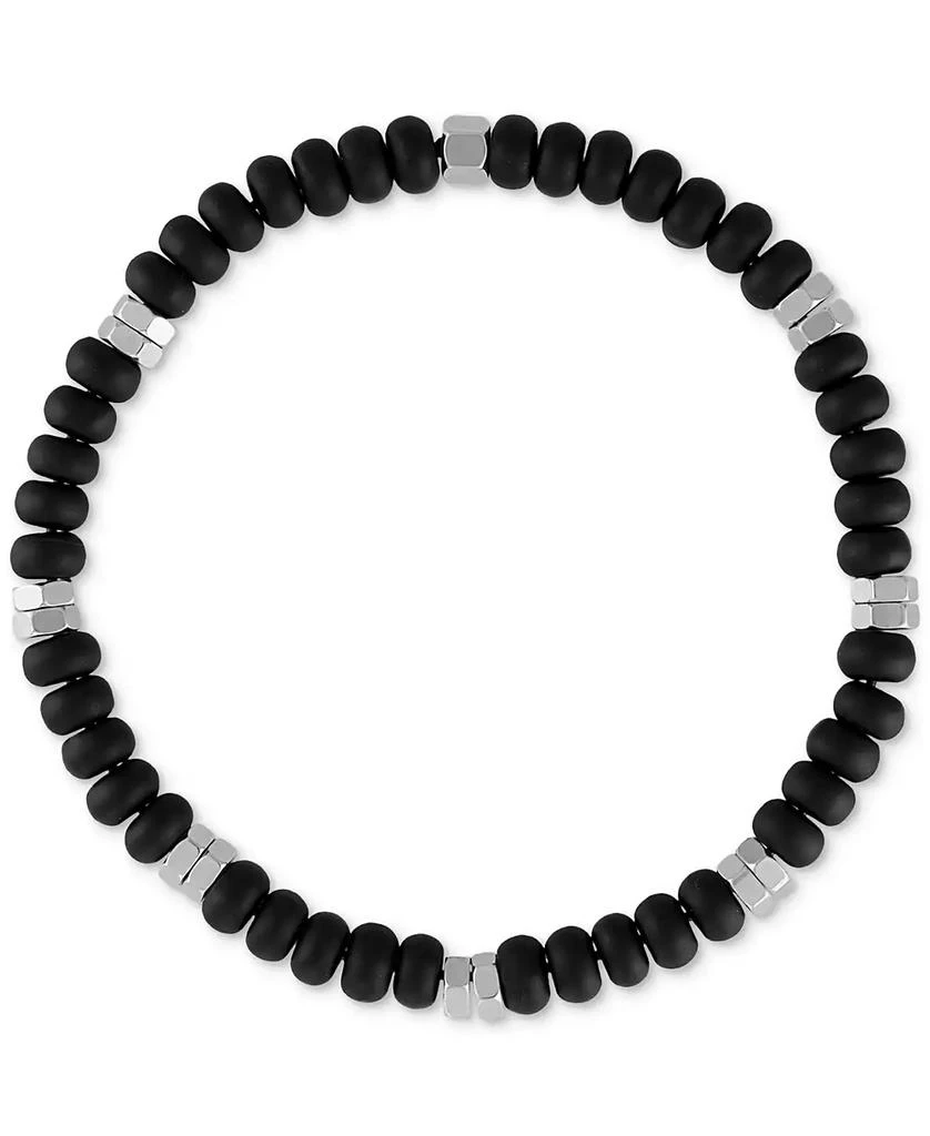 商品Esquire Men's Jewelry|Onyx Bead Stretch Bracelet in Sterling Silver (Also in Sodalite), Created for Macy's,价格¥673,第1张图片