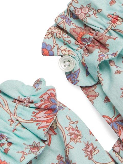 Little Girl's & Girl's Brita Print Flutter Sleeve Dress商品第2张图片规格展示