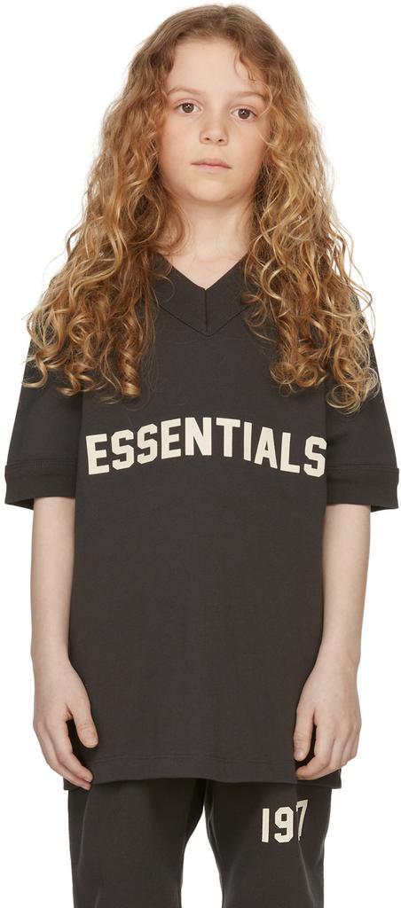 商品Essentials|Kids Black Logo V-Neck T-Shirt,价格¥168,第4张图片详细描述