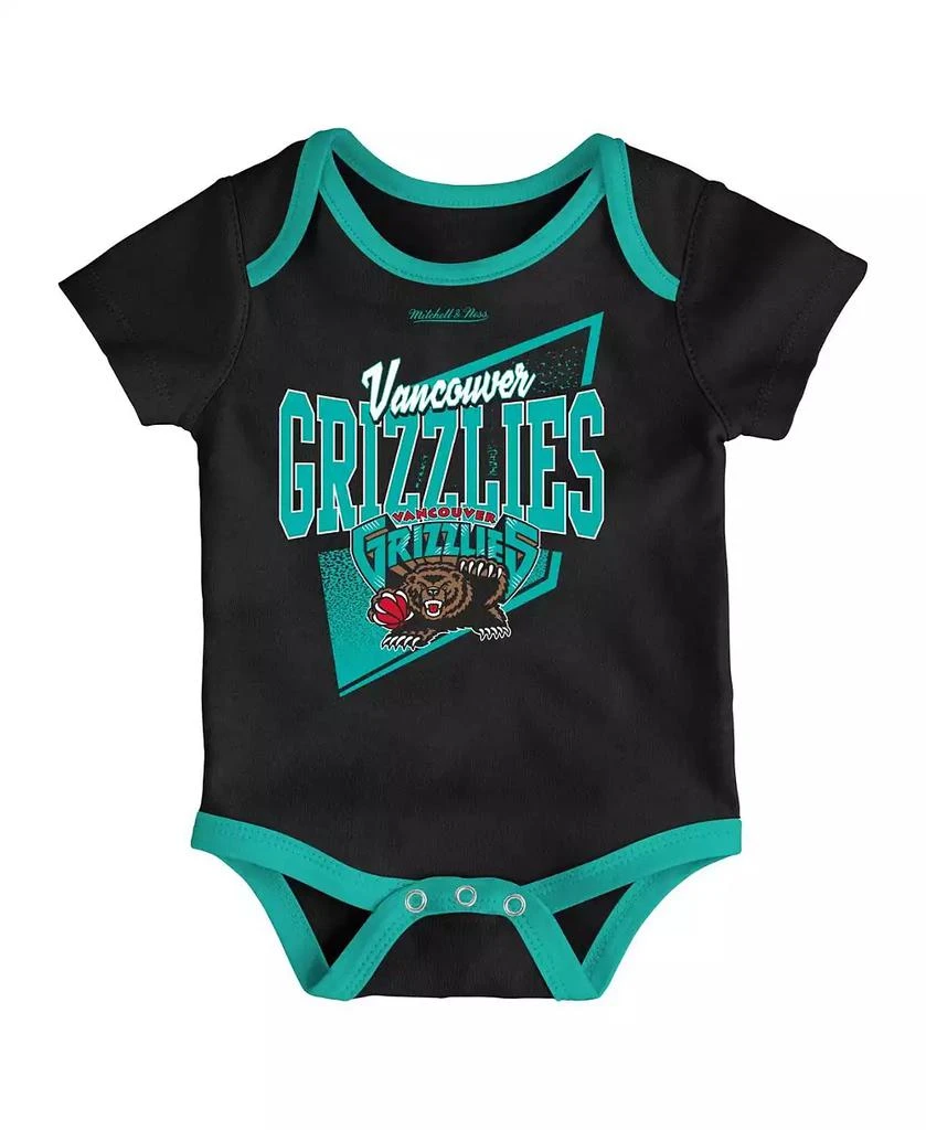 商品Mitchell & Ness|Infant Boys and Girls Black, Turquoise Vancouver Grizzlies Hardwood Classics Bodysuits and Cuffed Knit Hat Set,价格¥309,第4张图片详细描述