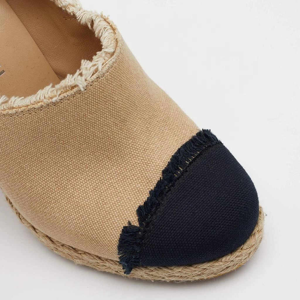 Chanel Beige/Black Canvas CC Cap Toe Espadrille Booties Size 37 商品