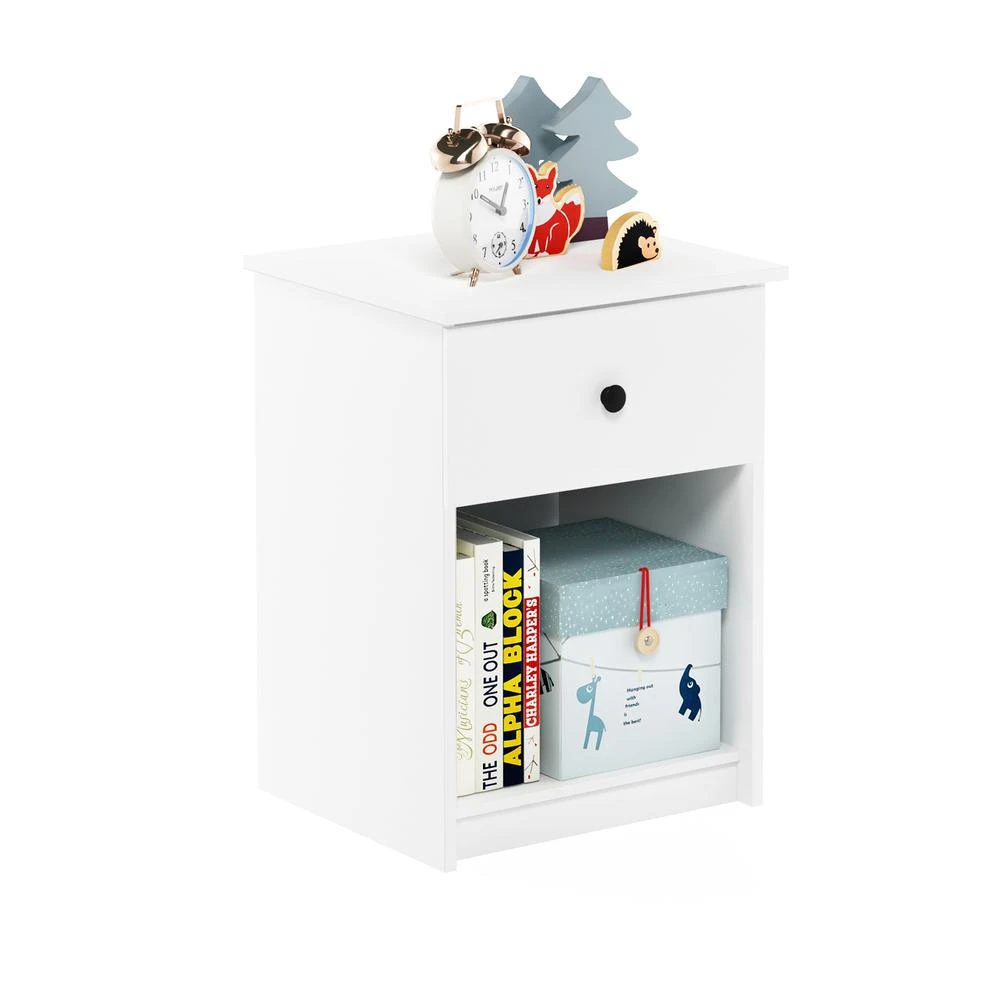 商品Furinno|Lucca Nightstand with One Drawer, Set of 2, White,价格¥1341,第4张图片详细描述