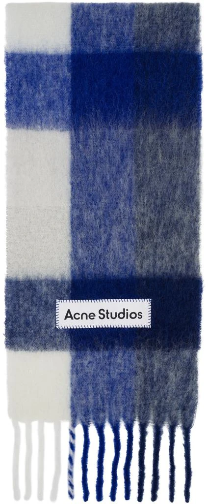 商品Acne Studios|Blue & White Mohair Checked Scarf,价格¥2386,第1张图片