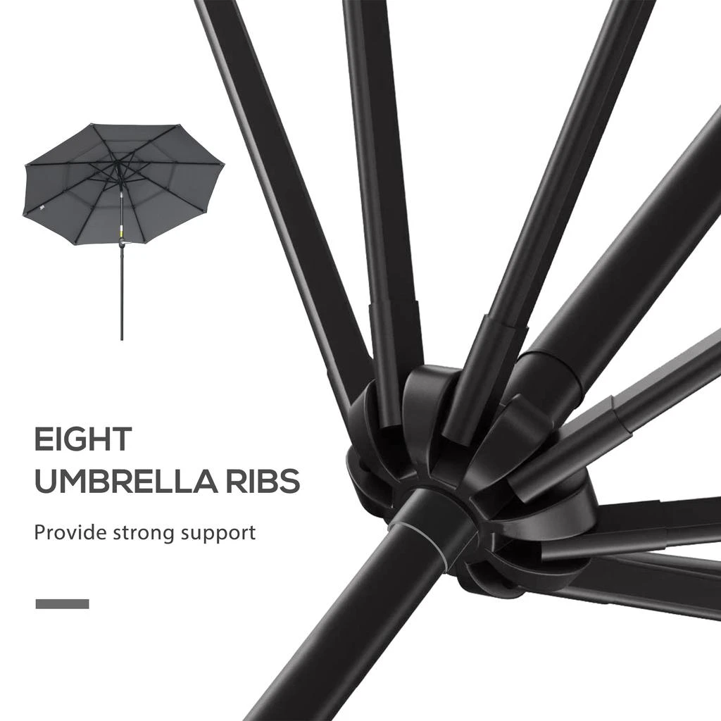 商品Streamdale Furniture|Streamdale 9FT 3 Tiers Patio Umbrella Outdoor Market Umbrella with Crank,价格¥1976,第2张图片详细描述