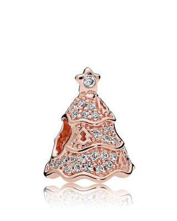 商品PANDORA|Charm - Sterling Silver & Cubic Zirconia Twinkling Christmas Tree Rose,价格¥741,第1张图片