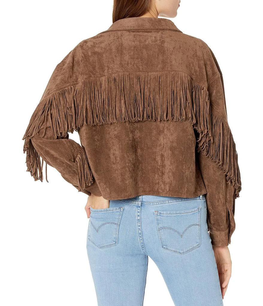 商品Blank NYC|Faux Suede Fringe Shirt Jacket in Hot Cocoa,价格¥882,第2张图片详细描述