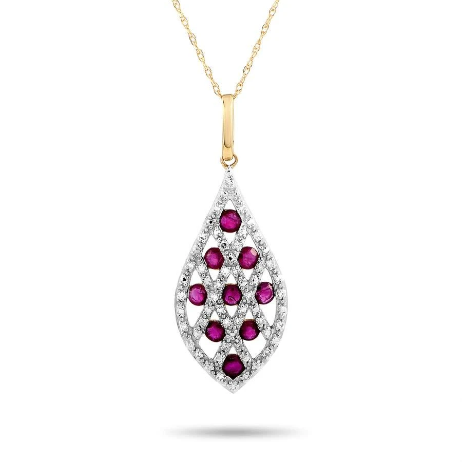 商品LB Exclusive|14K Yellow Gold Diamond and Ruby Pendant Necklace,价格¥3727,第1张图片