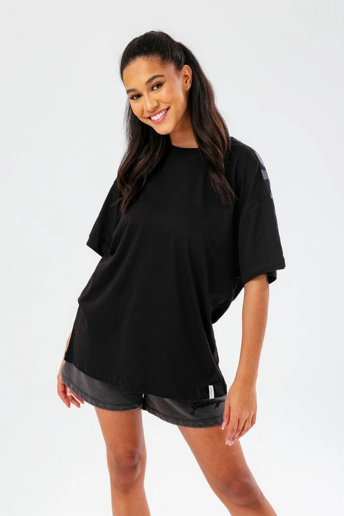 HYPE WOMENS BLACK LEOPARD LABEL BOXY T-SHIRT 商品