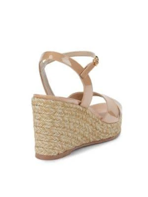 商品Stuart Weitzman|Rosemarie Patent Leather Wedge Sandals,价格¥867,第3张图片详细描述