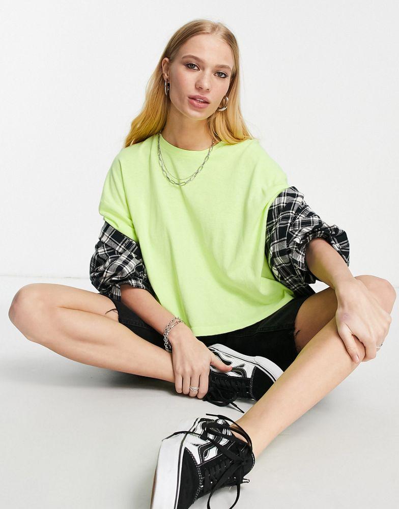 Topshop short sleeve boxy t-shirt in green商品第1张图片规格展示