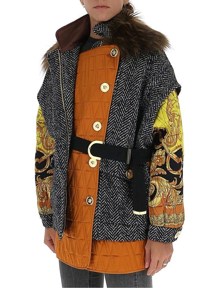 商品Versace|Versace Patchwork Wrap Coat,价格¥14635,第3张图片详细描述