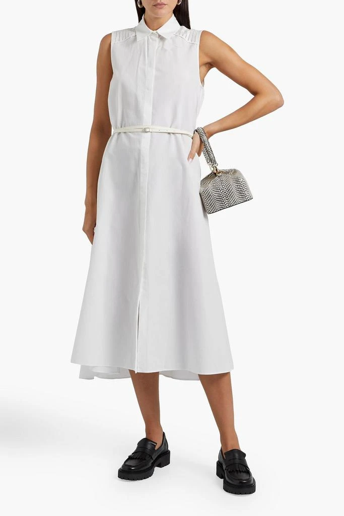 商品Loro Piana|Belted pleated cotton and silk-blend midi shirt dress,价格¥6437,第5张图片详细描述