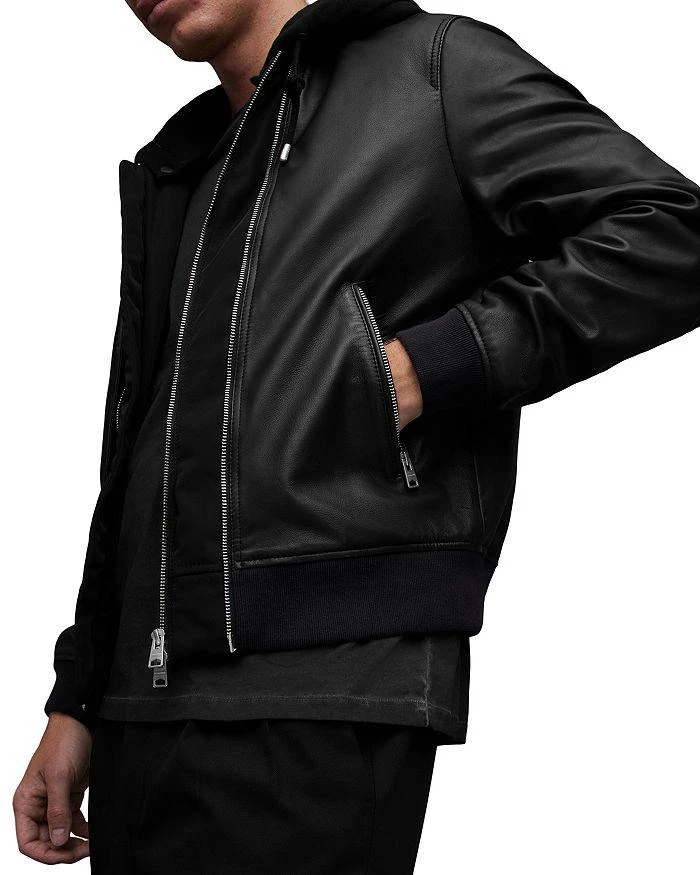 商品ALL SAINTS|Valk Leather Removable Hood Full Zip Bomber Jacket ,价格¥3448,第5张图片详细描述
