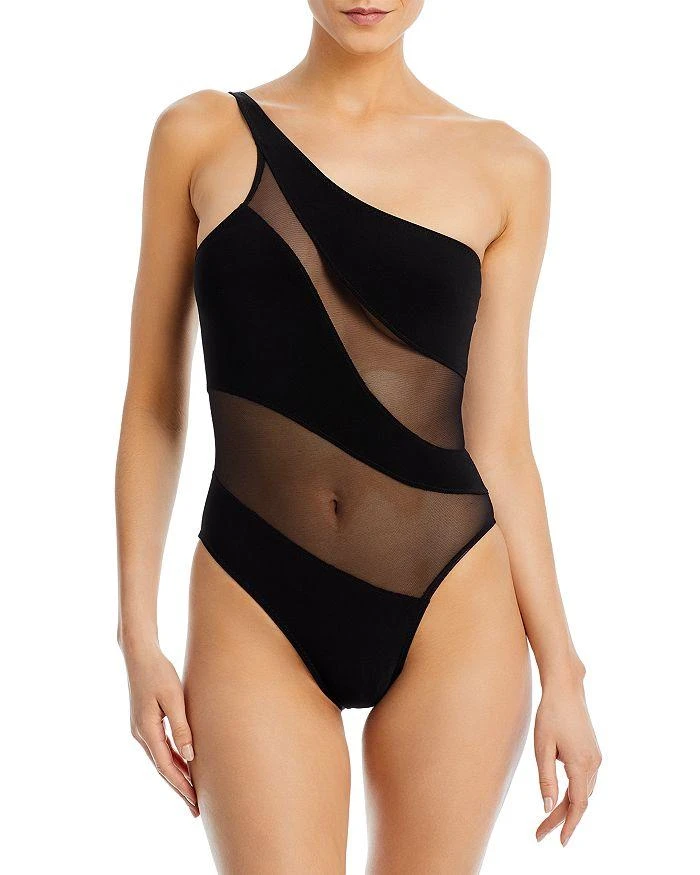 商品Norma Kamali|Mio Snake Mesh One Shoulder One Piece Swimsuit,价格¥842,第1张图片