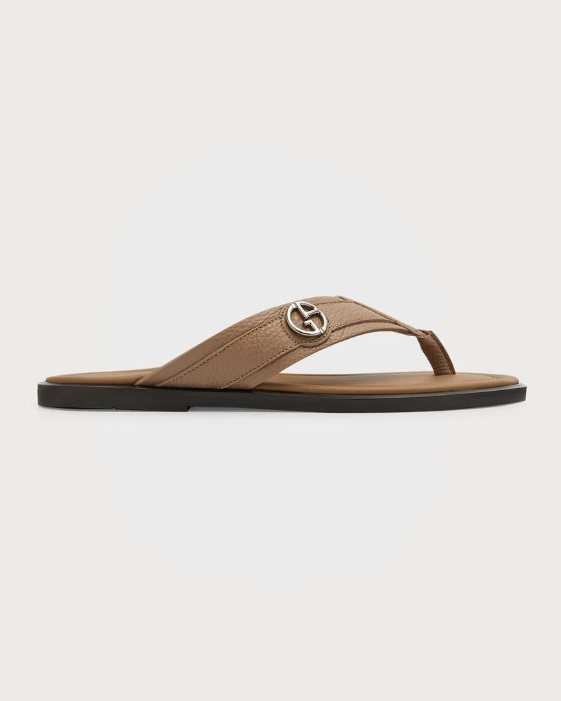 商品Giorgio Armani|Men's Leather Logo Flip Flop Sandals,价格¥4554,第1张图片