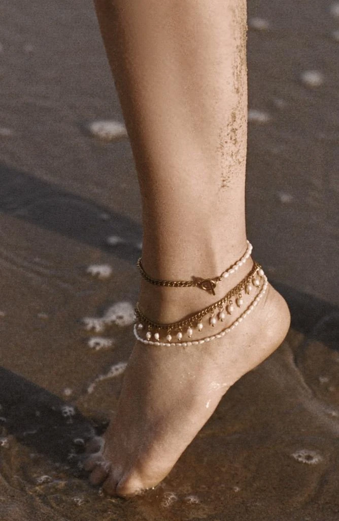 商品st. Moran|Angel Freshwater Pearl & Curb Chain Anklet, 4mm,价格¥517,第5张图片详细描述