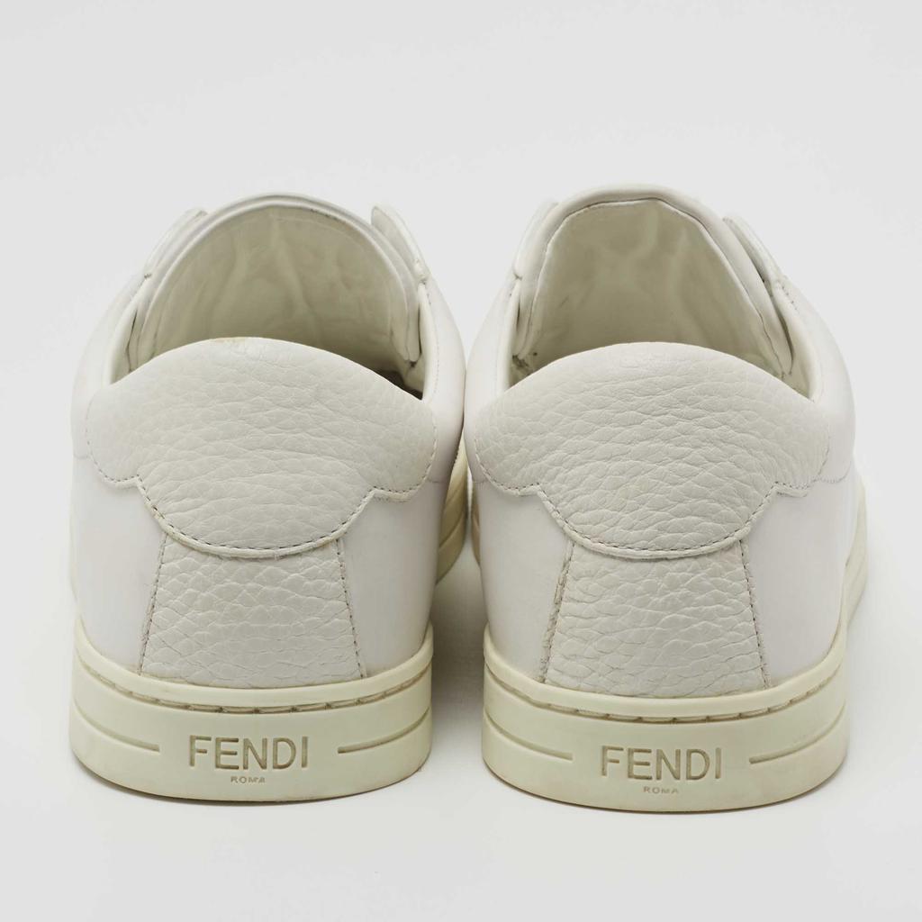 Fendi White Leather Knitted Logo Rockoclick Low Top Sneakers Size 38商品第5张图片规格展示