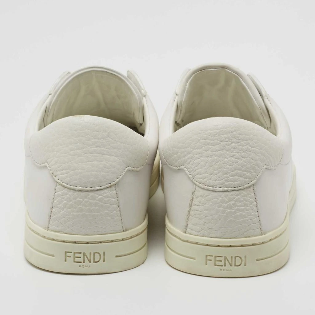 商品[二手商品] Fendi|Fendi White Leather Knitted Logo Rockoclick Low Top Sneakers Size 38,价格¥2432,第5张图片详细描述