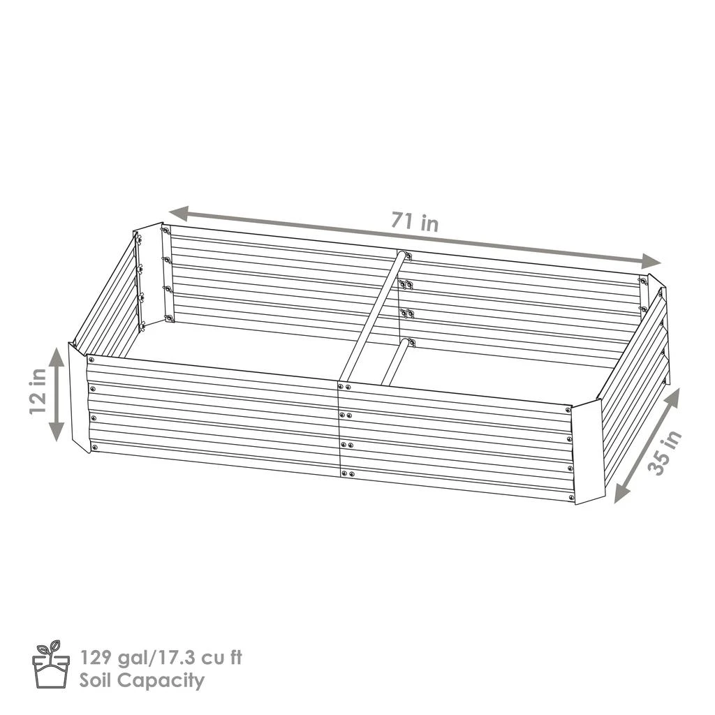 商品Sunnydaze|Galvanized Steel Rectangle Raised Garden Bed - 3' x 6',价格¥747,第3张图片详细描述