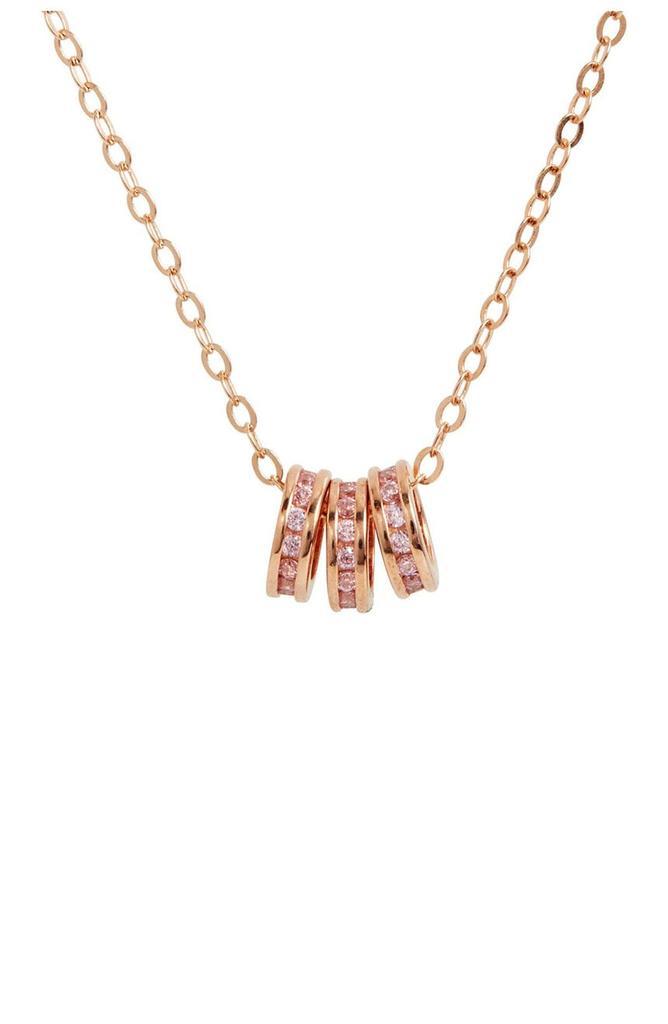 商品Savvy Cie Jewels|18K Rose Gold Vermeil Sterling Silver CZ Triple Rondell Necklace,价格¥369,第1张图片