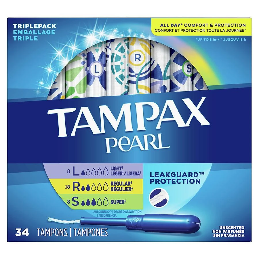 商品Tampax|Pearl Tampons, Multipack Unscented, Light + Regular + Super Absorbency,价格¥86,第1张图片