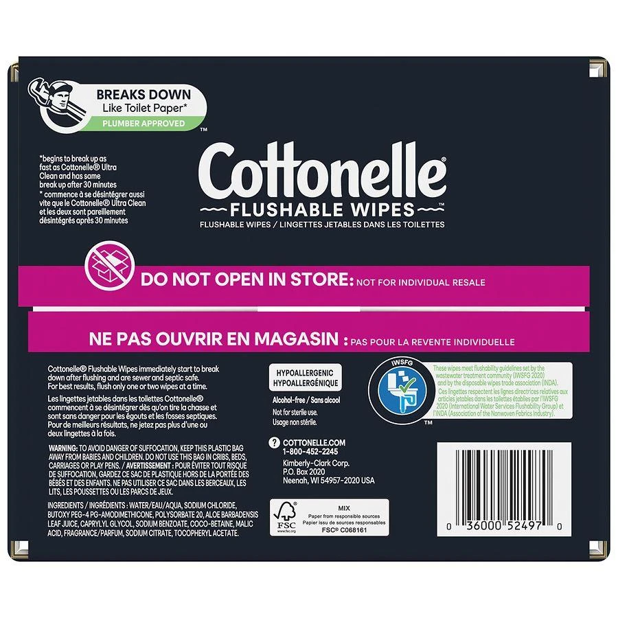 商品Cottonelle|GentlePlus Flushable Wet Wipes, Aloe & Vitamin E, Flip-Top Packs,价格¥45,第4张图片详细描述