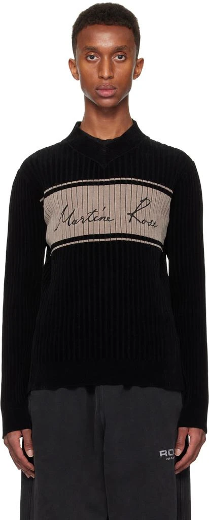 商品Martine Rose|Black Chenille V-Neck Sweater,价格¥4470,第1张图片