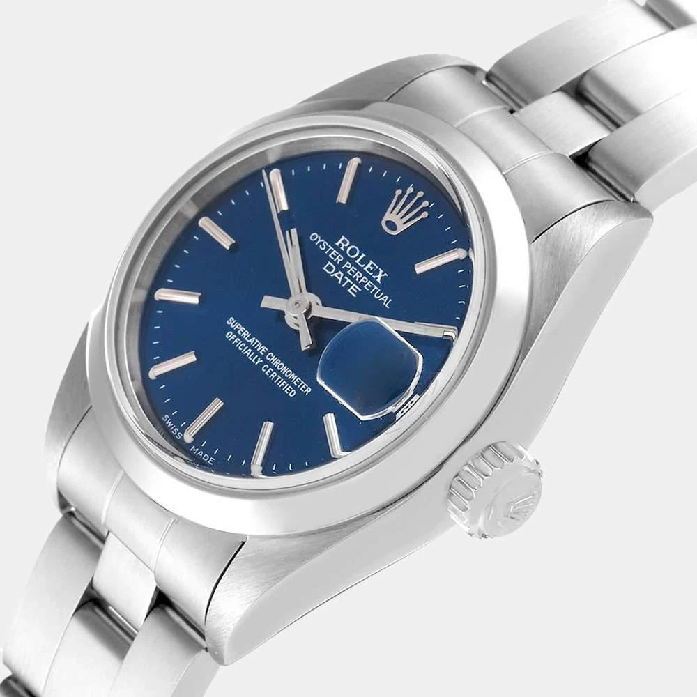 商品[二手商品] Rolex|Rolex Blue Stainless Steel Oyster Perpetual Date 69160 Women's Wristwatch 26 mm,价格¥34948,第2张图片详细描述