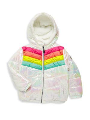 Girl’s Faux Fur Hood Puffer Jacket商品第1张图片规格展示