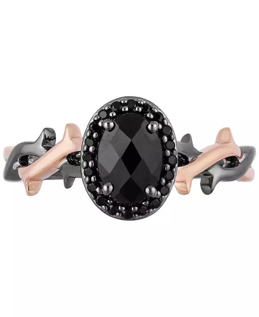 商品Disney Enchanted Vault|Onyx & Black Diamond (1/10 ct. t.w.) Maleficent Halo Ring in Black Rhodium-Plated Sterling Silver & 14k Rose Gold-Plate,价格¥808,第3张图片详细描述