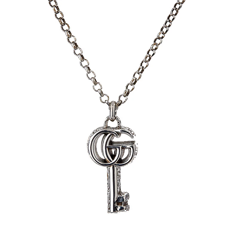 商品[国内直发] Gucci|GUCCI古驰 男女同款 双G钥匙银项链礼物送女友627757 J8400 0701,价格¥498,第1张图片