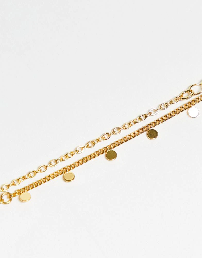 商品ASOS|ASOS DESIGN 14k gold plated pack of 2 choker necklaces with disc design,价格¥63,第2张图片详细描述