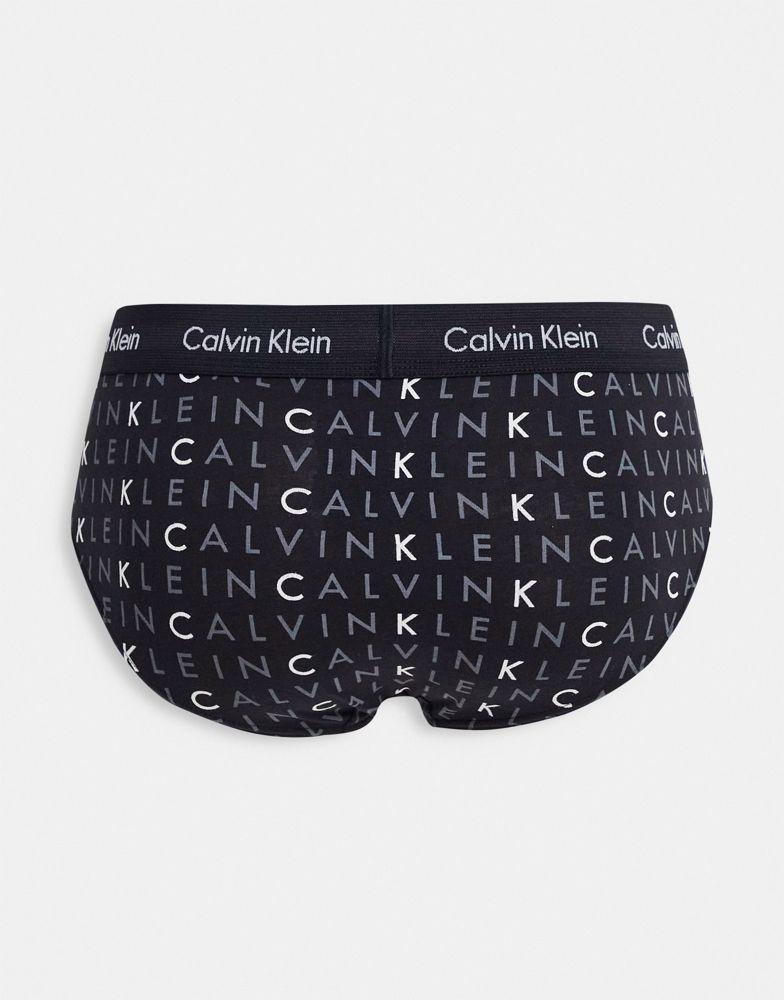Calvin Klein 3 pack hipster briefs with logo waistband in multi logo print商品第2张图片规格展示