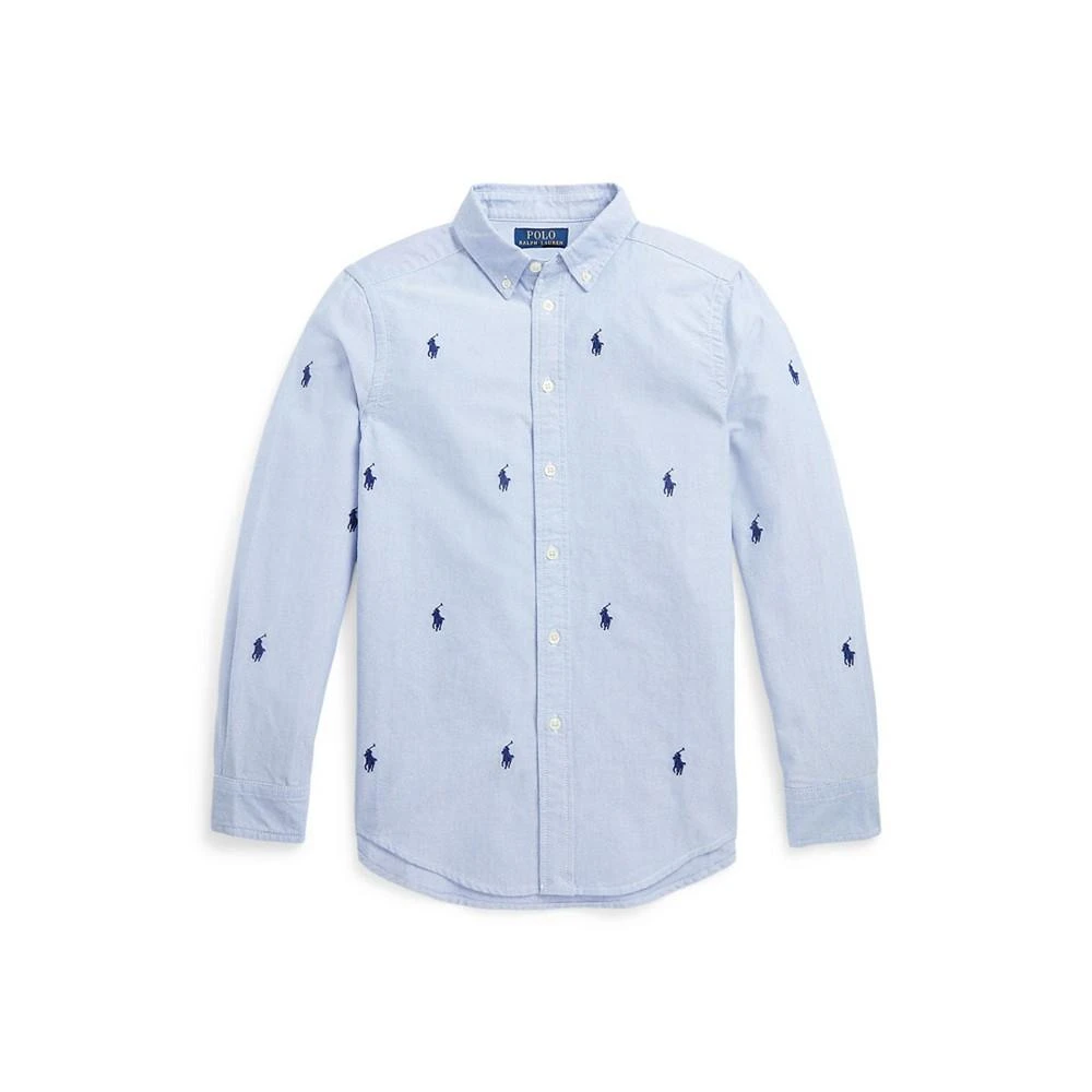 商品Ralph Lauren|Big Boys Embroidered Polo Pony Oxford Shirt,价格¥294,第1张图片
