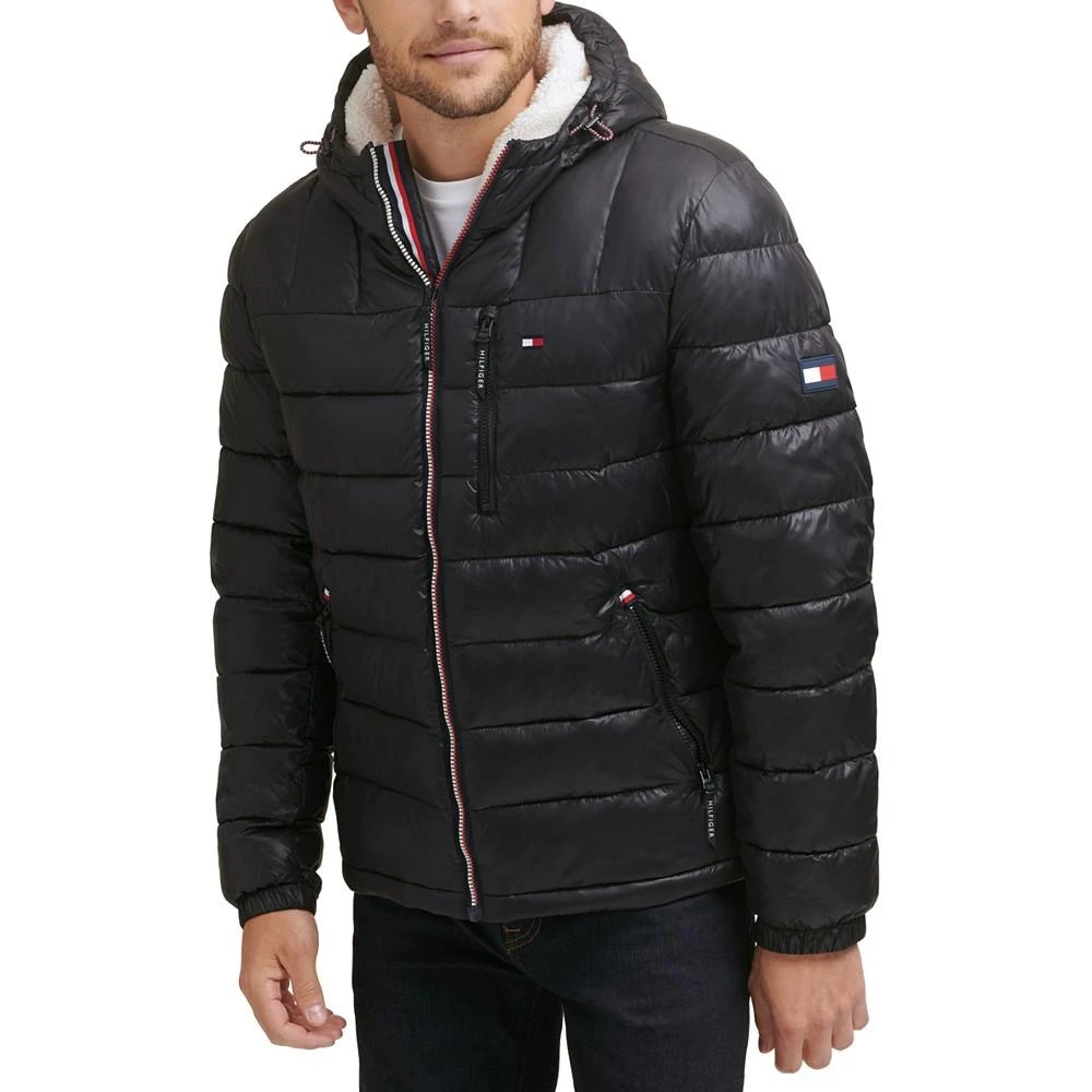 Tommy Hilfiger Men's  Sherpa Lined Hooded Quilted Puffer Jacket 1