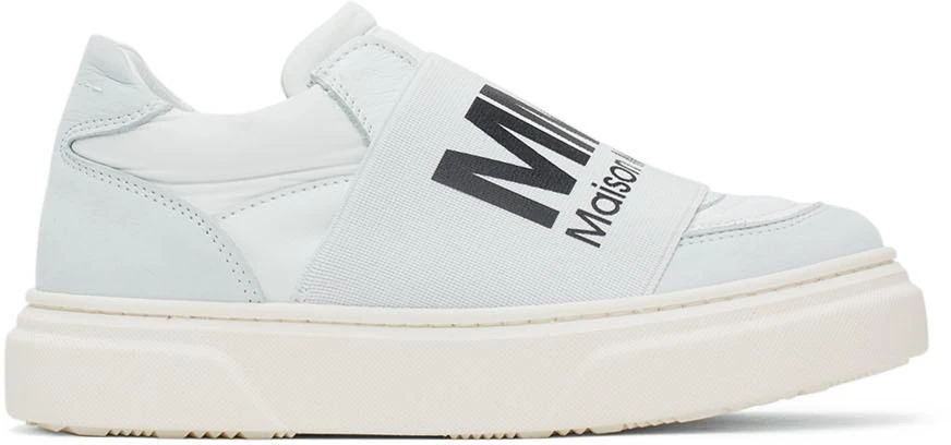 商品MAISON MARGIELA|Kids White & Grey Elastic Logo Sneakers,价格¥2021,第1张图片