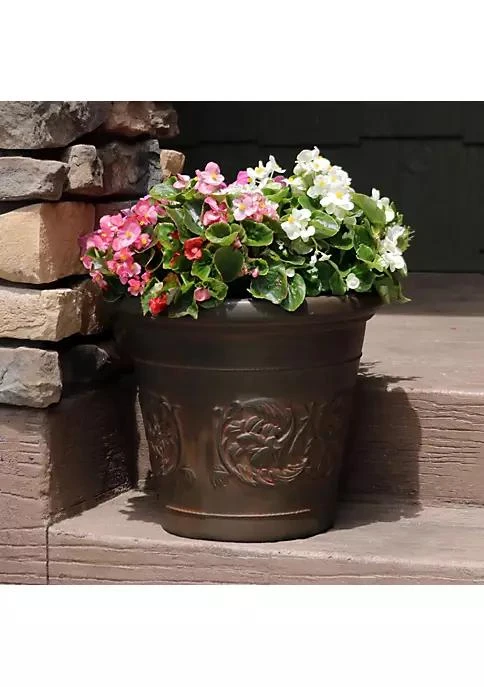商品Sunnydaze Decor|Decor 16 In Arabella Dual Wall Polyresin Planter   Rust   Set Of 4,价格¥1190,第1张图片