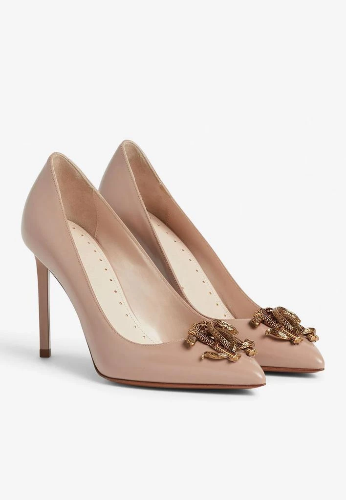 商品Roberto Cavalli|Mirror Snake 90 Leather Pointed Pumps,价格¥7284,第2张图片详细描述