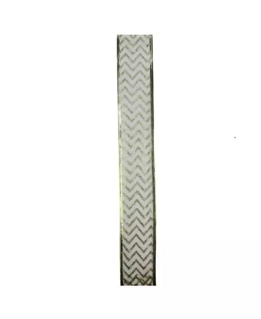 商品Northlight|Sparkling Green Chevron Print Wired Christmas Craft Ribbon 2.5" x 10 Yards,价格¥120,第3张图片详细描述