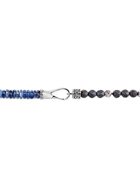 Chain Collection Multi-Stone, Sterling Silver & Leather Wrap Bracelet商品第3张图片规格展示