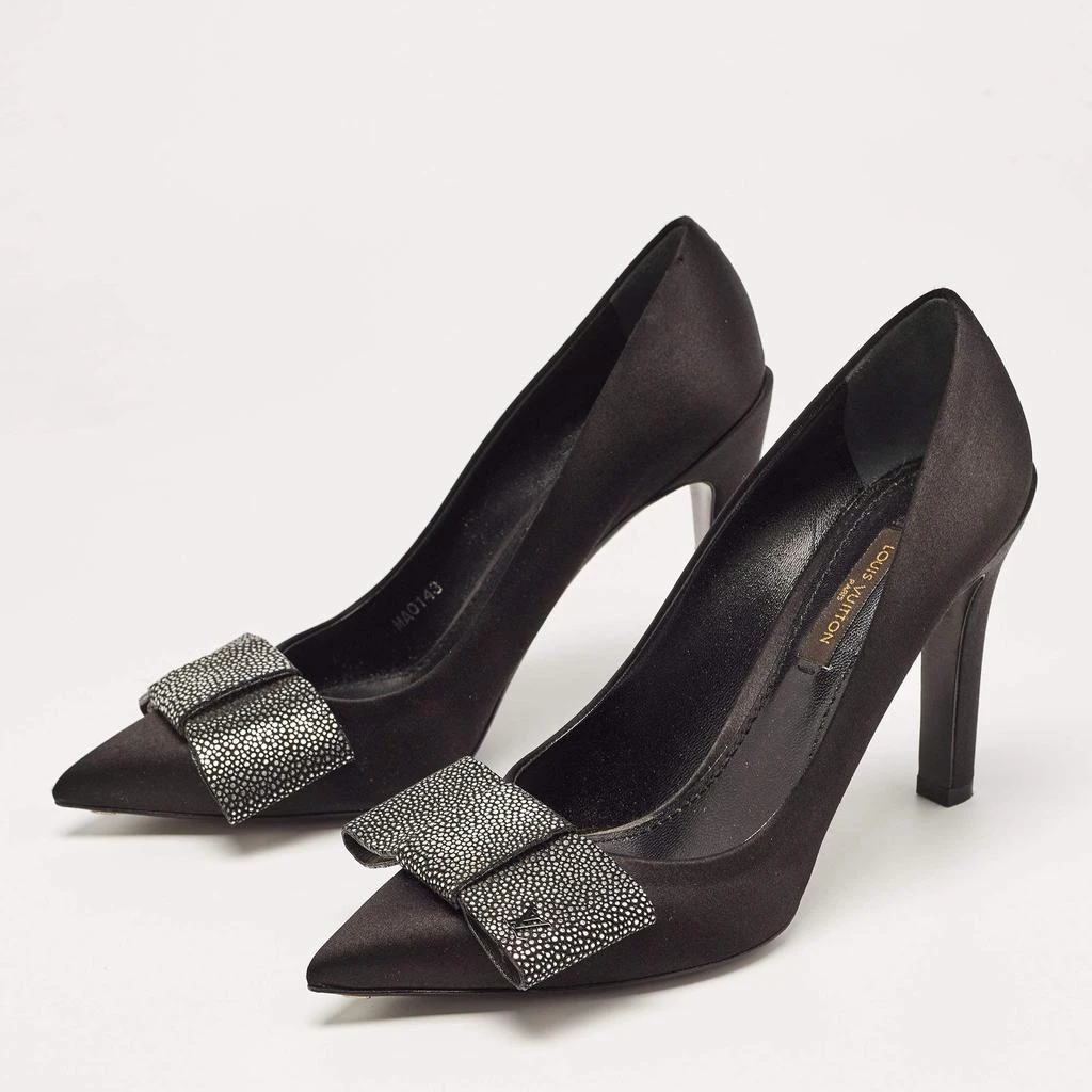 商品[二手商品] Louis Vuitton|Louis Vuitton Black Satin Bow Pointed Toe Pumps Size 36.5,价格¥3198,第2张图片详细描述