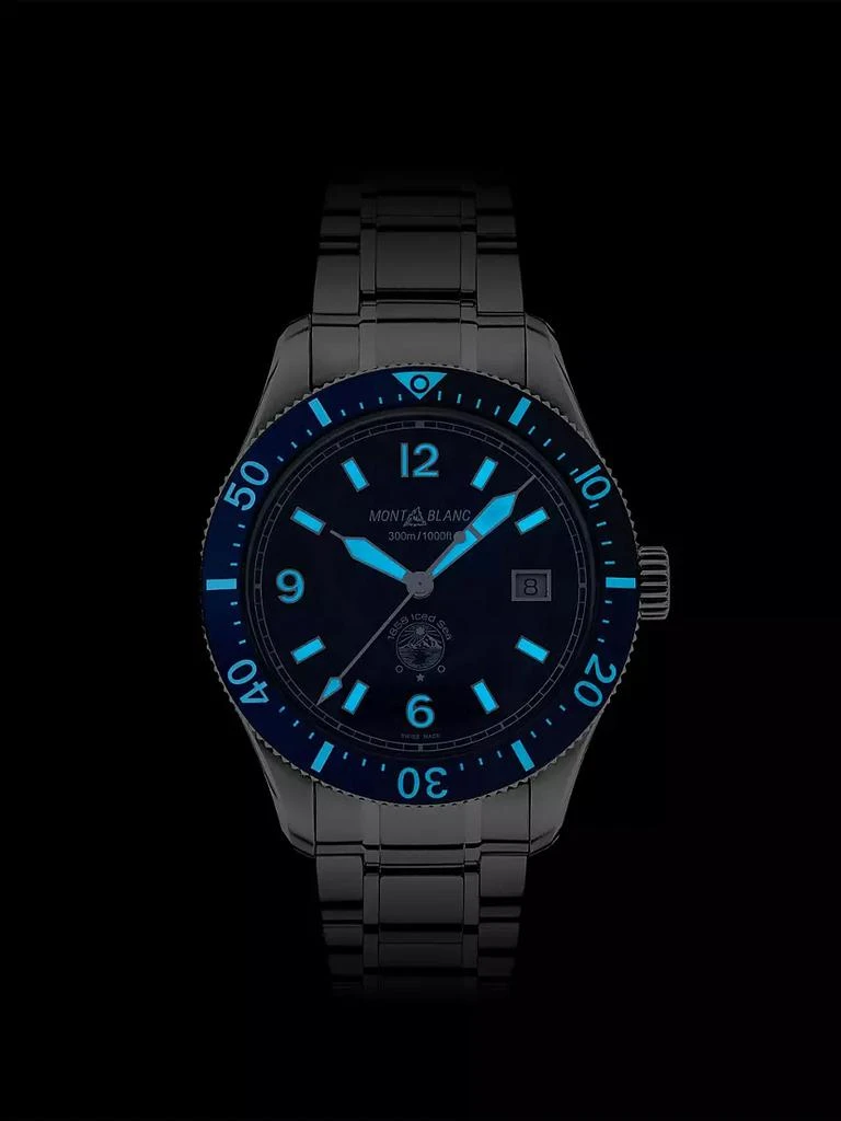 商品MontBlanc|1858 Iced Sea Stainless Steel &amp; Ceramic Bracelet Watch,价格¥25218,第4张图片详细描述