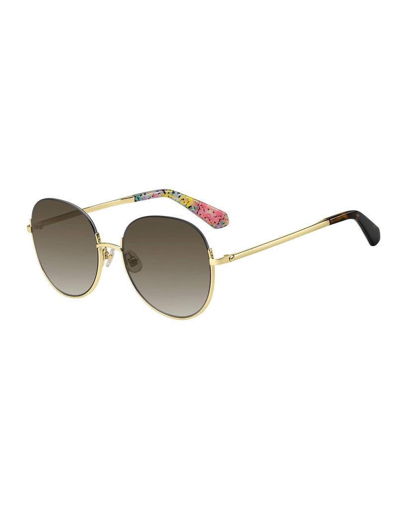 商品Kate Spade|astelle semi-rimless round stainless steel sunglasses,价格¥715,第1张图片