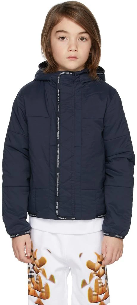 商品Burberry|Kids Navy Logo Tape Hooded Jacket,价格¥3978,第2张图片详细描述