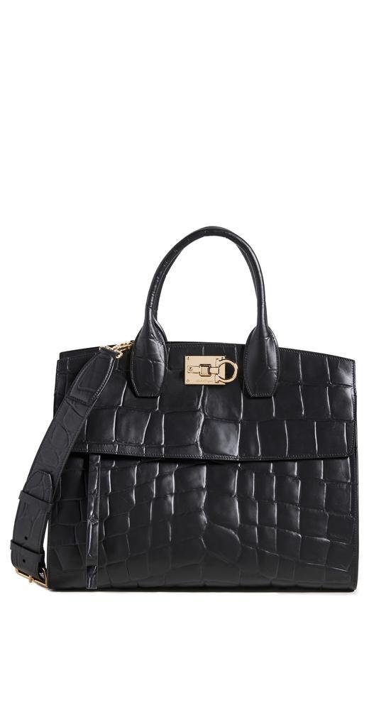 商品Salvatore Ferragamo|Salvatore Ferragamo 菲拉格慕 The Studio 鳄鱼纹效果公文包,价格¥24957,第1张图片