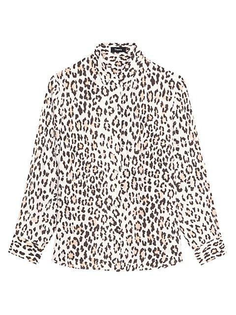 Leopard Long-Sleeve Blouse商品第1张图片规格展示