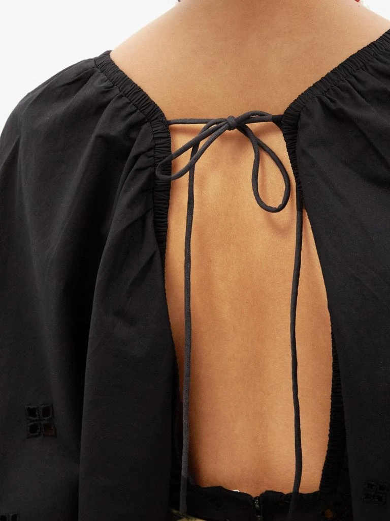 商品Ganni|Tie-back broderie-anglaise organic-cotton blouse,价格¥847,第4张图片详细描述