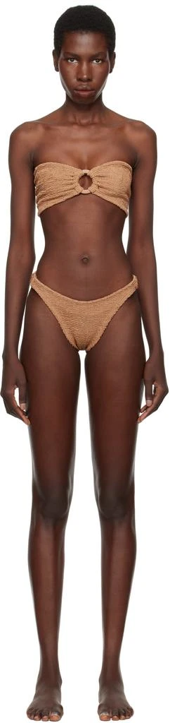 商品Hunza G|Brown Gloria Tonal Hoops Bikini,价格¥2062,第1张图片